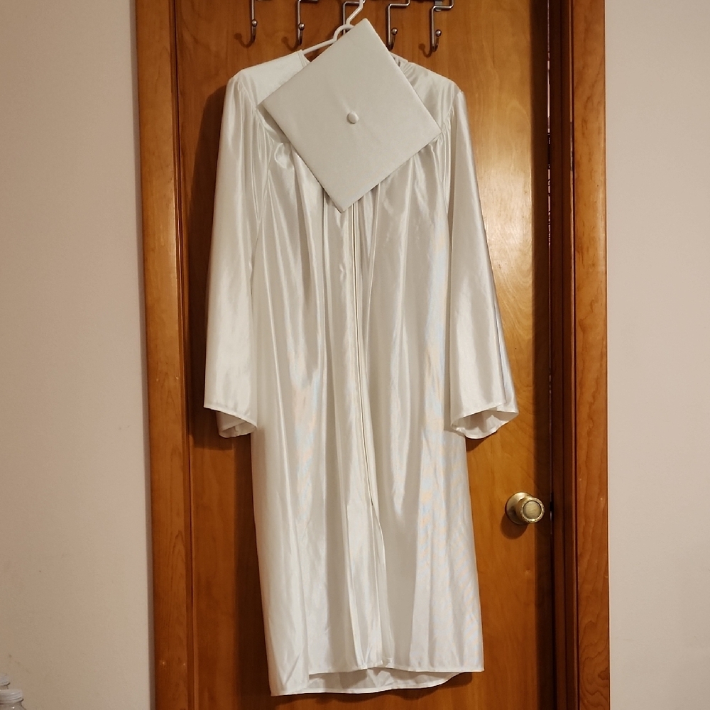 Classic White Graduation Gown and Cap Set